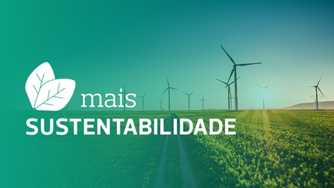 cartaz com eólicas a anunciar mais sustentabilidade
